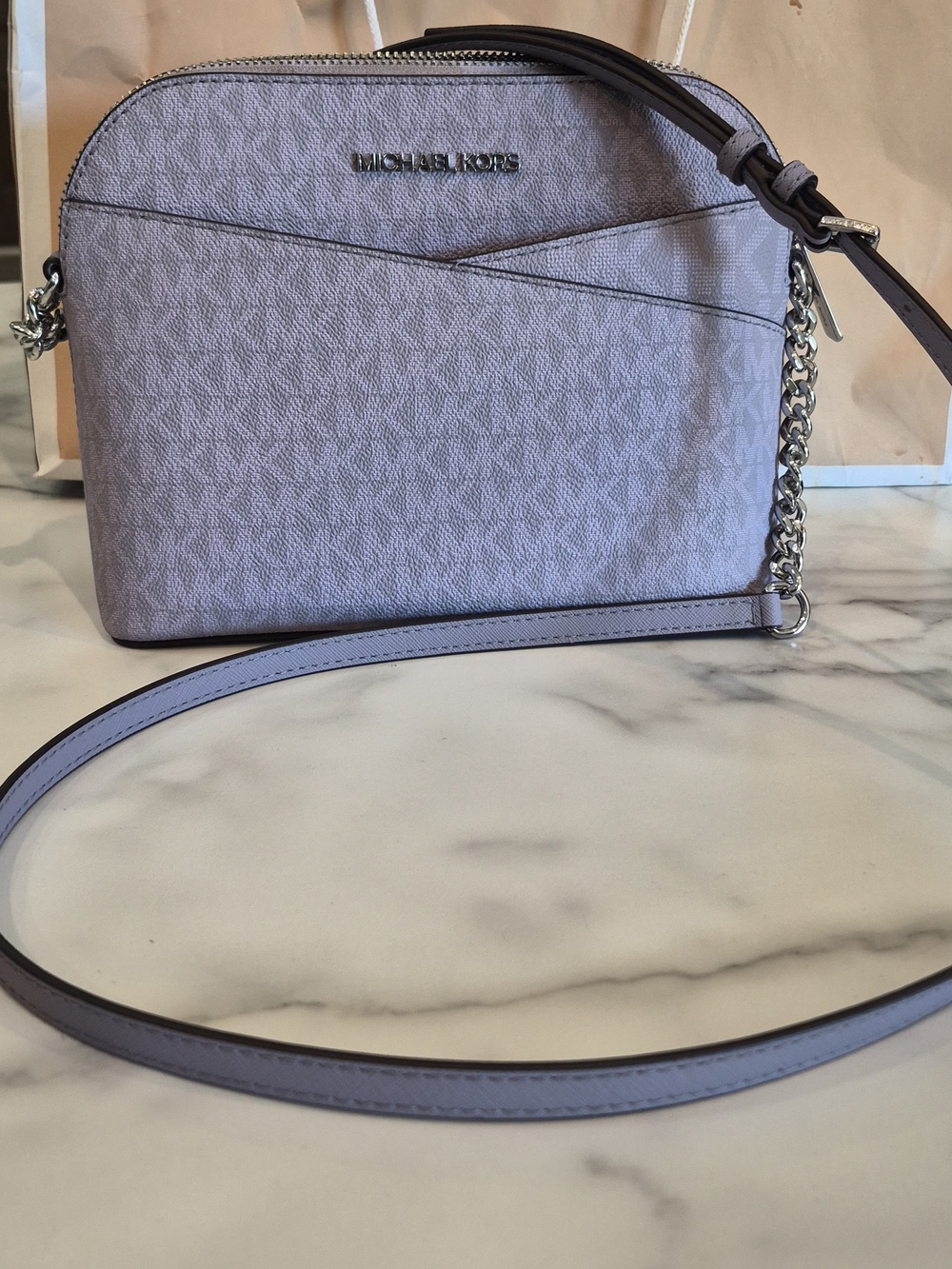 Michael Kors Lilac Signature Chain-Trim Crossbody